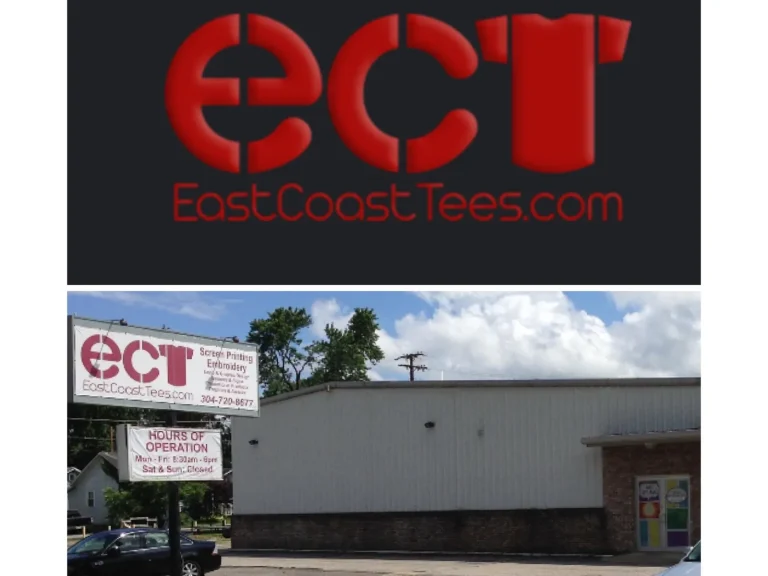 East Coast Tees logo and building