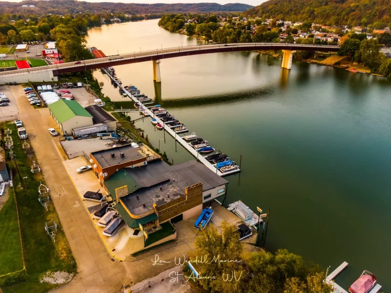 Aerial view of Lou Wendell Marine on the river